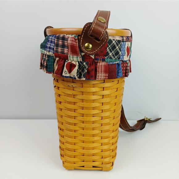 Longaberger VTG 2000 Artist Signed Saddebrook Crossbody Bag Fabric Lined - Picture 2 of 9
